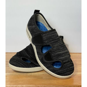 Youyun Womens Swollen Feet Comfort Shoes Black Hook & Loop Low Heel Orthopedic 7